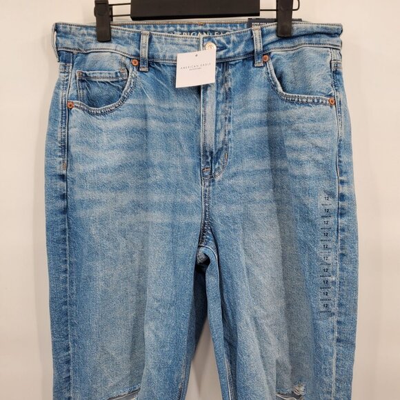 American Eagle Mom Jeans Denim Pant Women Size 12 Regular NWT Distressed Hi Rise - Picture 2 of 16